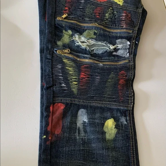 Vintage Americana Painted Zipper Jeans